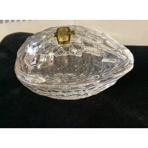 Zajecar Clear Cut Crystal Glass Egg Shaped Trinket Candy Jewelry Dish 24% Lead